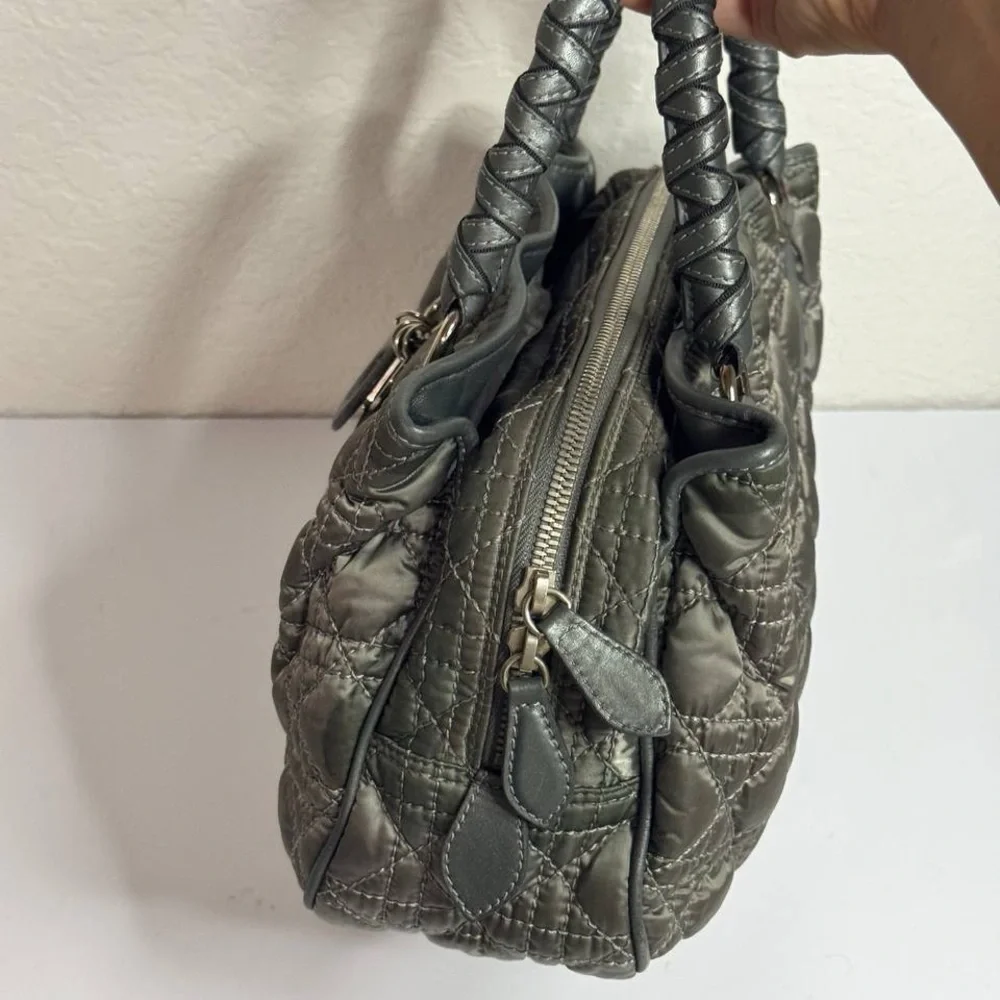 Christian Dior Vintage Iconic Cannage Lady Boston Bag in Metallic Grey - Picture 7 of 16